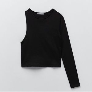 Zara Asymmetric Ribbed Top